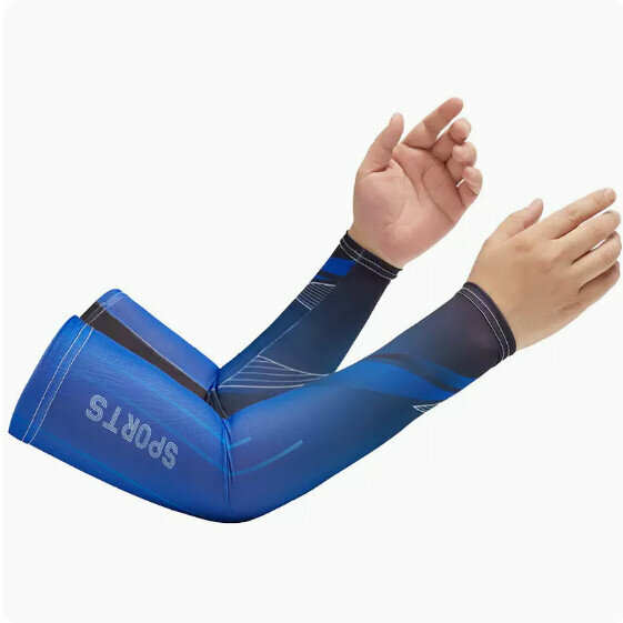 New summer ice silk sunscreen sleeves (dynamic blue and black) [one size fits all]