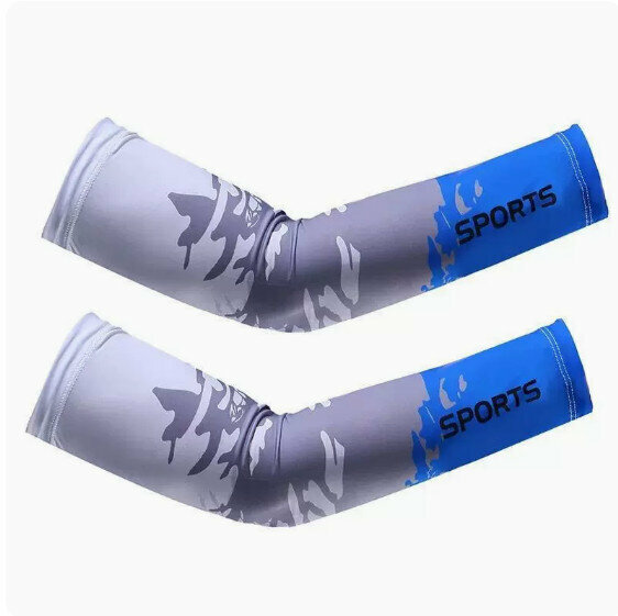 New Summer Sunscreen Ice Silk Sleeves (Forest Blue) [One Size]