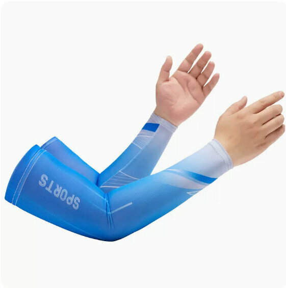 New summer ice silk sun protection sleeves (dynamic blue and white) [one size fits all]