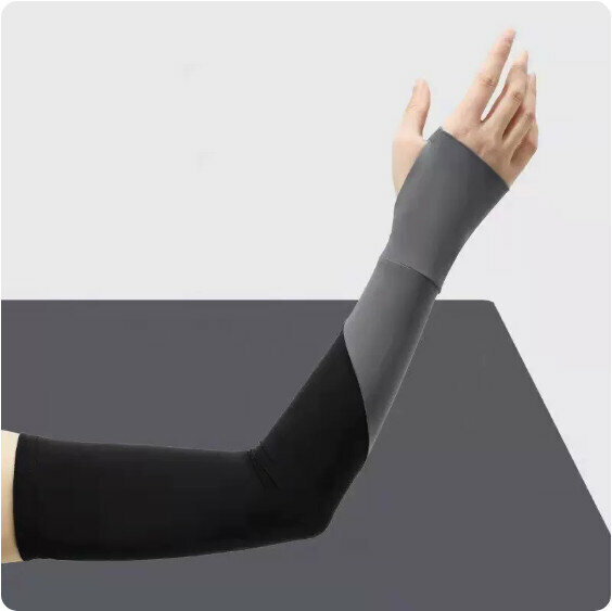 New style [1 pair] summer ice silk sun protection sleeves (ice silk color matching [black]) [one size fits all]