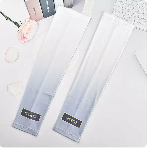 New summer gradient ice silk sun protection sleeves (grey) [one size fits all]