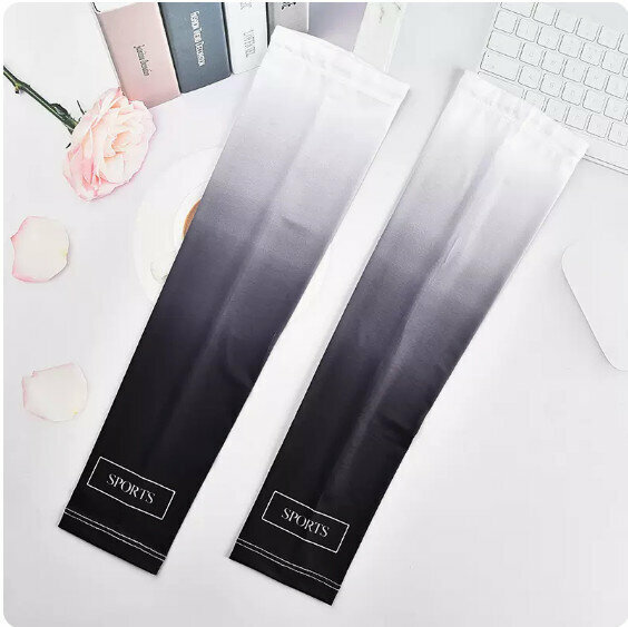 New summer gradient ice silk sun protection sleeves (black) [one size fits all]