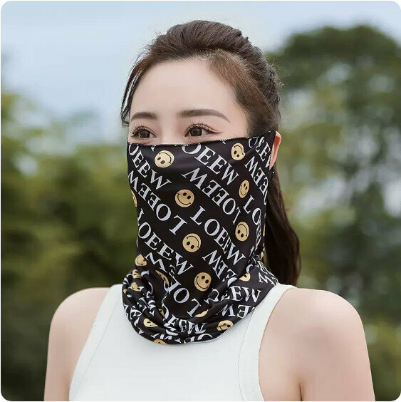 新款夏季掛耳款冰絲遮陽面巾（時尚笑臉）【均碼】