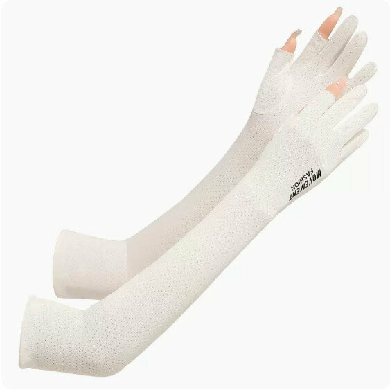 Hot Selling Summer Sunscreen Anti-slip Two Finger Ice Sleeves (White) [One Size Fits All]