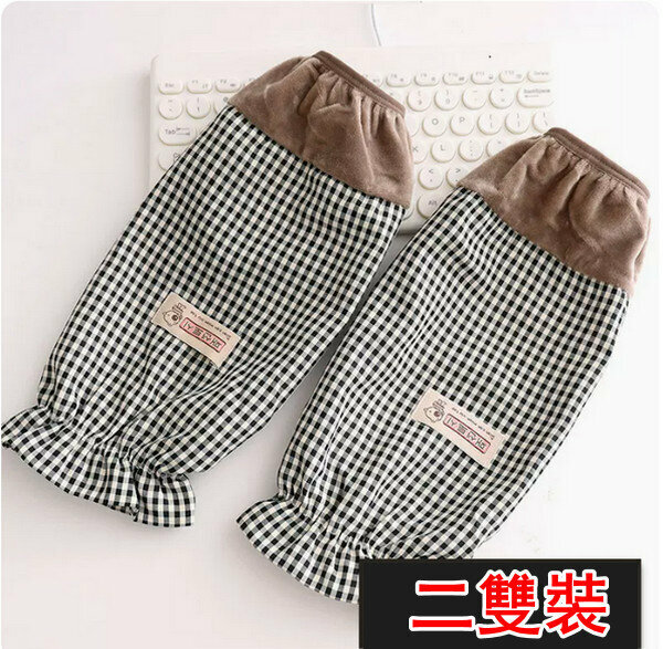 熱賣2雙防曬手袖-均碼-絲絨拼接格子套袖 黑色
