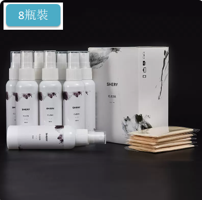 Hot selling glasses cleaning solution (8 bottles + 5 suede lens cloths + 1 anti-fog lens cloth) (Specification: 1 bottle 60ML)