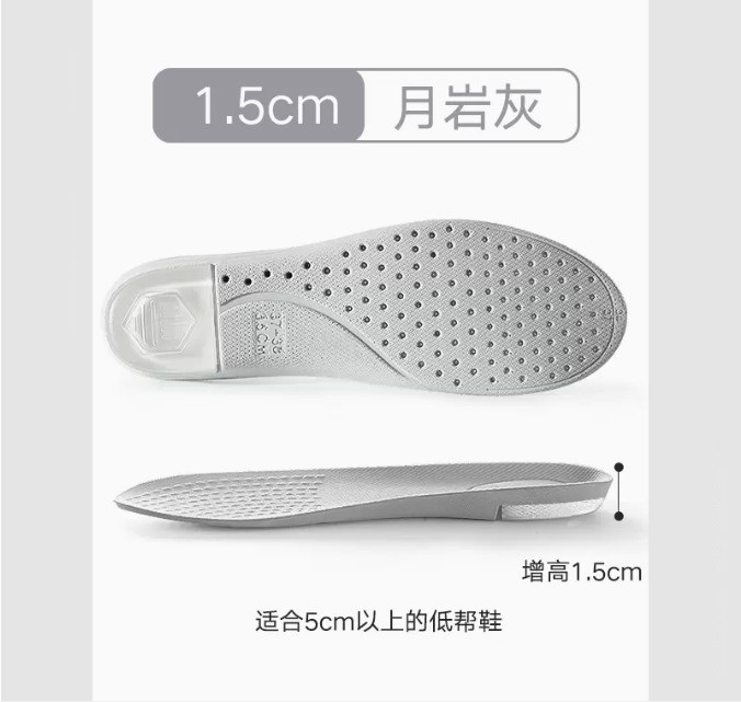 Popular men's insoles [2 pairs] classic silicone heel ♥ Moon Rock Gray 1.5cm (size 35-44) [Please contact customer service to confirm the delivery size after placing the order]