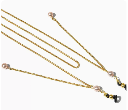 Popular glasses chain (gold with pearl pendant)