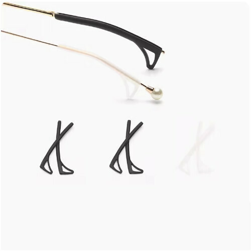 Hot style glasses anti-slip cover and anti-falling ear hooks [2 pairs of black and 1 pair of white (long style)]