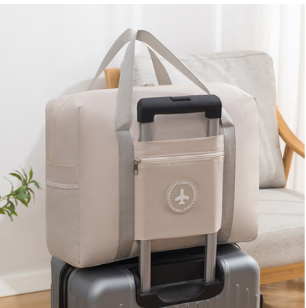 The popular portable travel storage bag that can be used as a trolley suitcase (beige) (small size: 45*16*36cm [double-layer thickened])