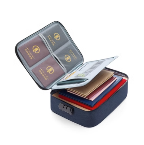 Popular ID storage bag (two layers [navy blue] with password lock-with card slot)