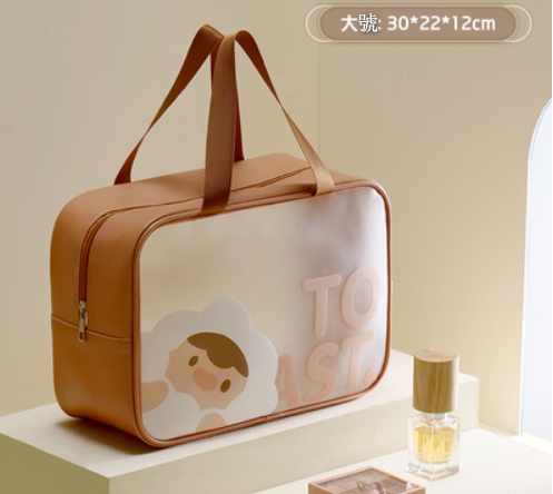 Popular travel document storage bag (chestnut brown [large size] double handheld)
