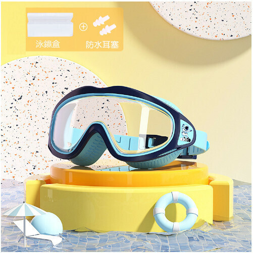 Popular children's waterproof and anti-fog large-frame swimming goggles (Blue Astronaut)