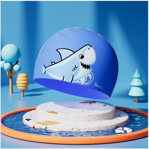 Popular children's cute silicone swimming cap (blue shark)
