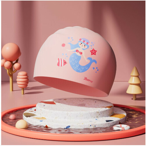 Popular children’s cute silicone swimming cap (Pink Mermaid [Main Image])