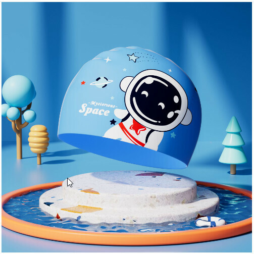 Popular children's cute silicone swimming cap (Space Astronaut)