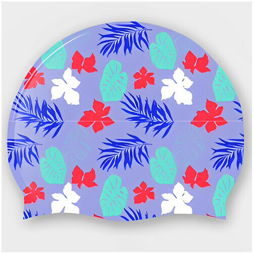 Popular children's cute silicone swimming cap (purple maple leaf)