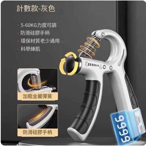 Hot push hand strength and wrist training device (starry sky gray - flagship electronic counting model anti-slip rubberized handle)