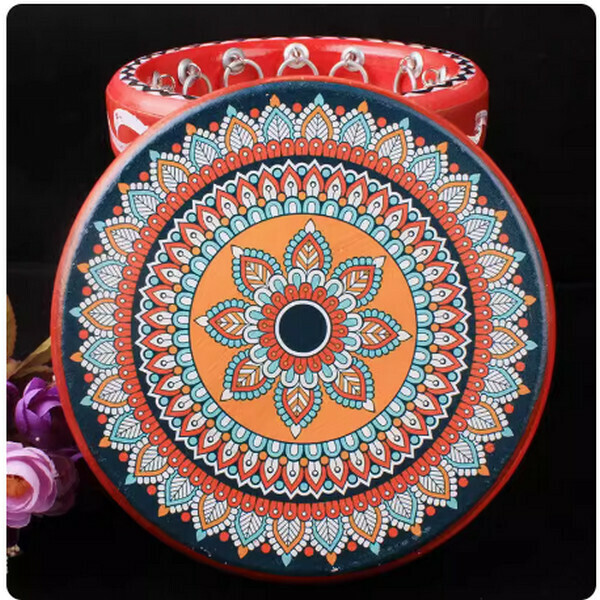 Hot selling dance performance props cowhide tambourine (style 5, diameter 40 cm)