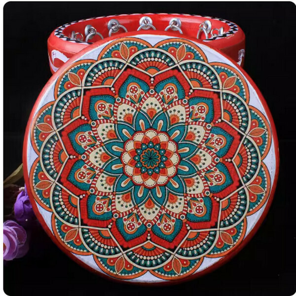Hot selling dance performance props cowhide tambourine (style 7, diameter 25 cm)