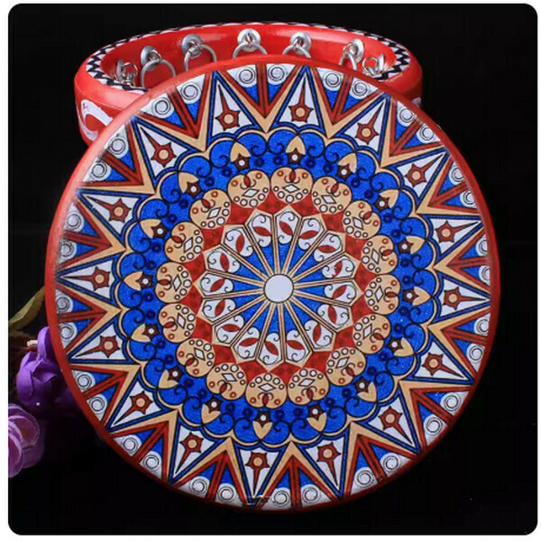 Hot selling dance performance props cowhide tambourine (style 8, diameter 40 cm)