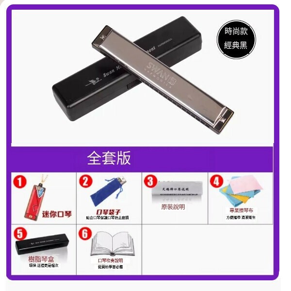 熱賣口琴（復音黑色琴格+全套版）