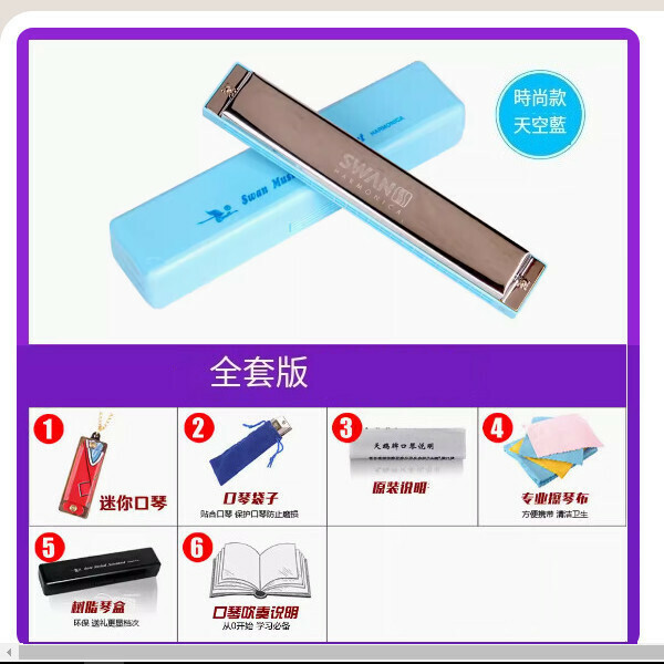 熱賣口琴（復音藍色琴格+全套版）