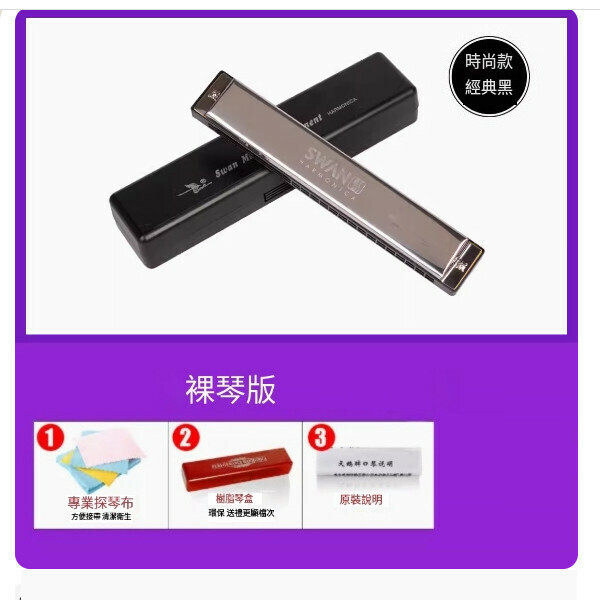 熱賣口琴（復音黑色琴格（裸琴版））