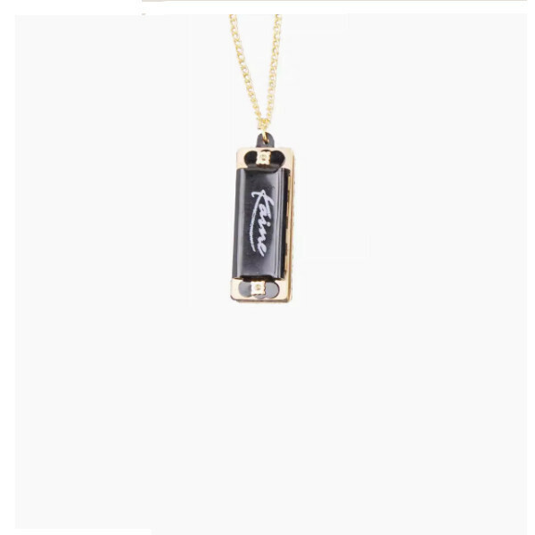 Hot selling 4 hole 8 tone mini necklace harmonica (black)