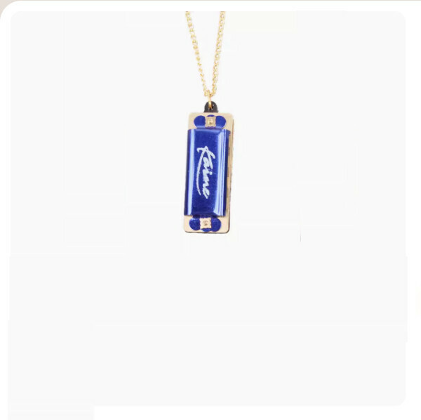 Hot selling 4 hole 8 tone mini necklace harmonica (blue)