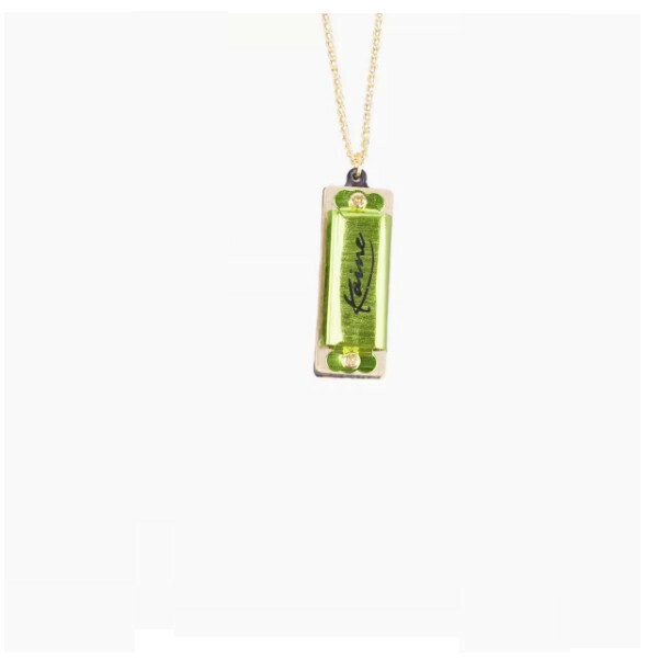 Hot selling 4 hole 8 tone mini necklace harmonica (green)