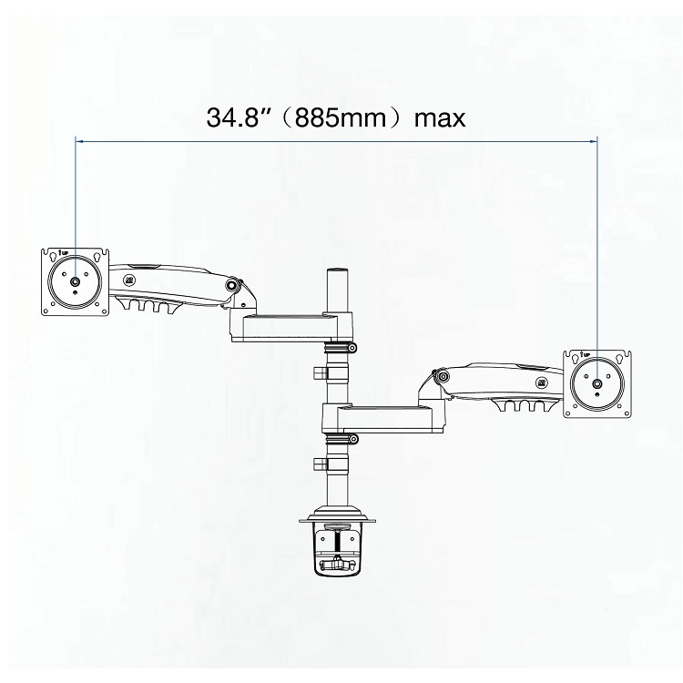 NB Adjustable Gas Spring Monitor Desk Arm H180