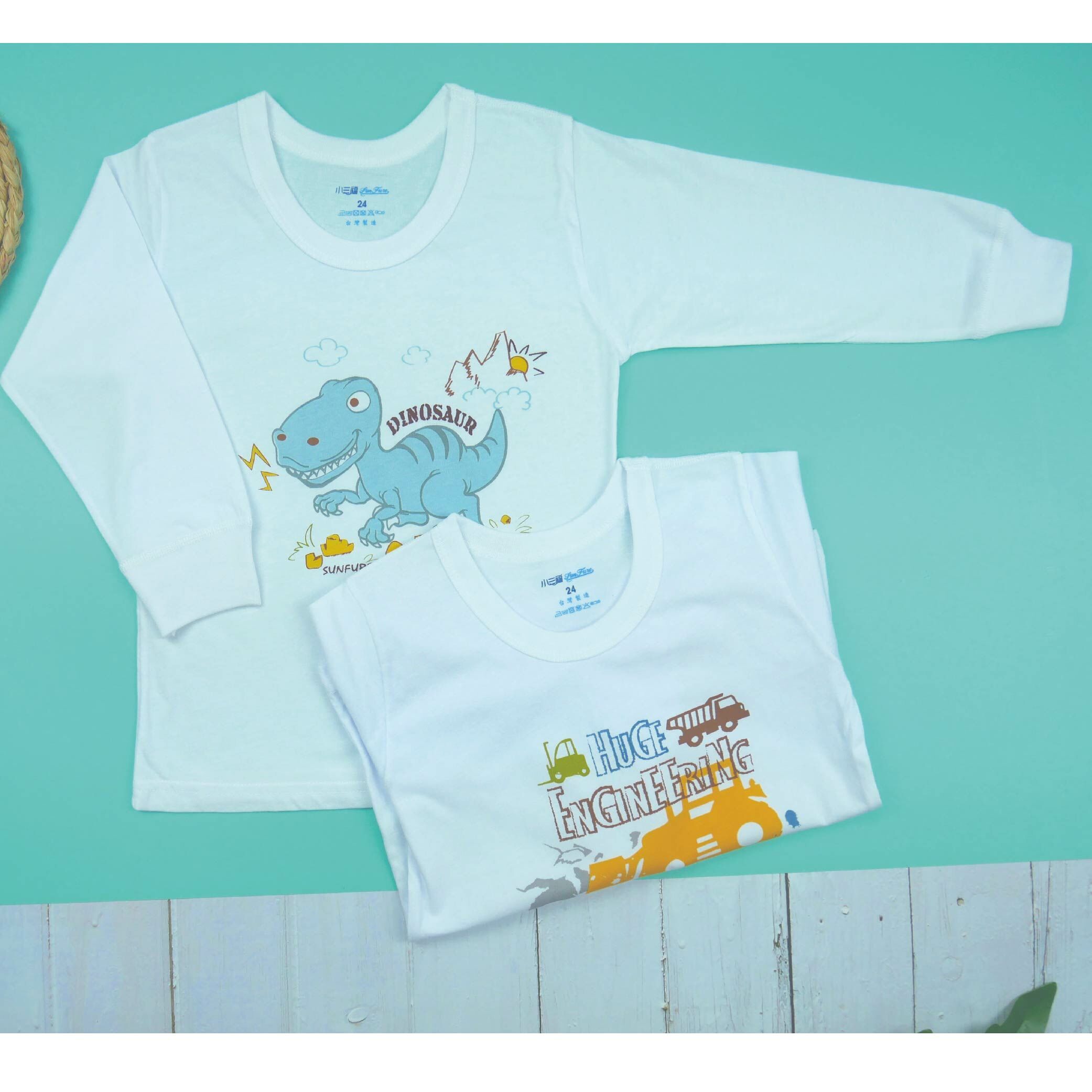 小三福 三福 100%純棉單面夏季兒童長袖衣