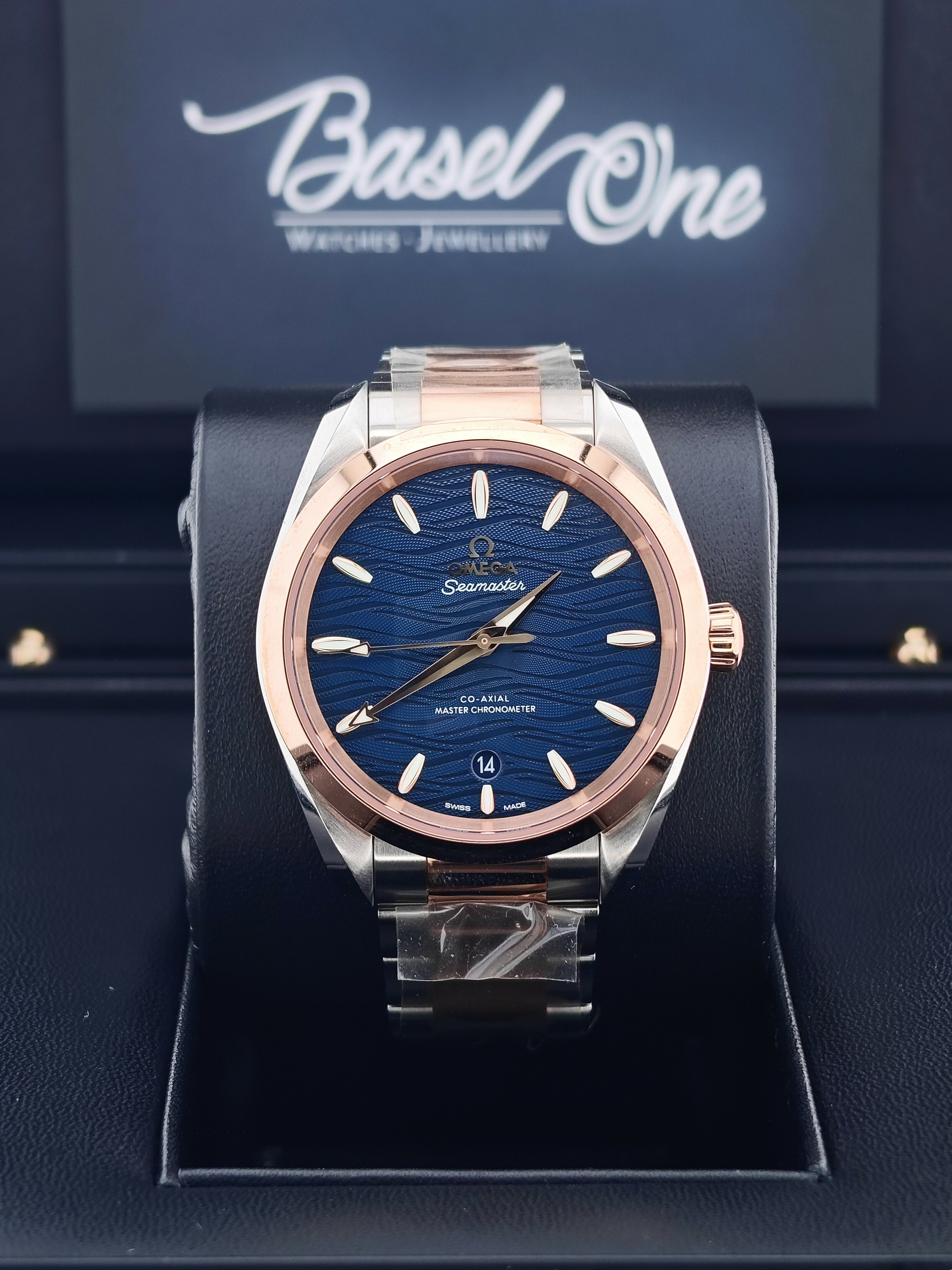 BRAND NEW OMEGA 220.20.38.20.03.001 22020382003001 SEAMASTER BLUE DIAL AQUA TERRA 150M CO‑AXIAL MASTER CHRONOMETER 38 MM