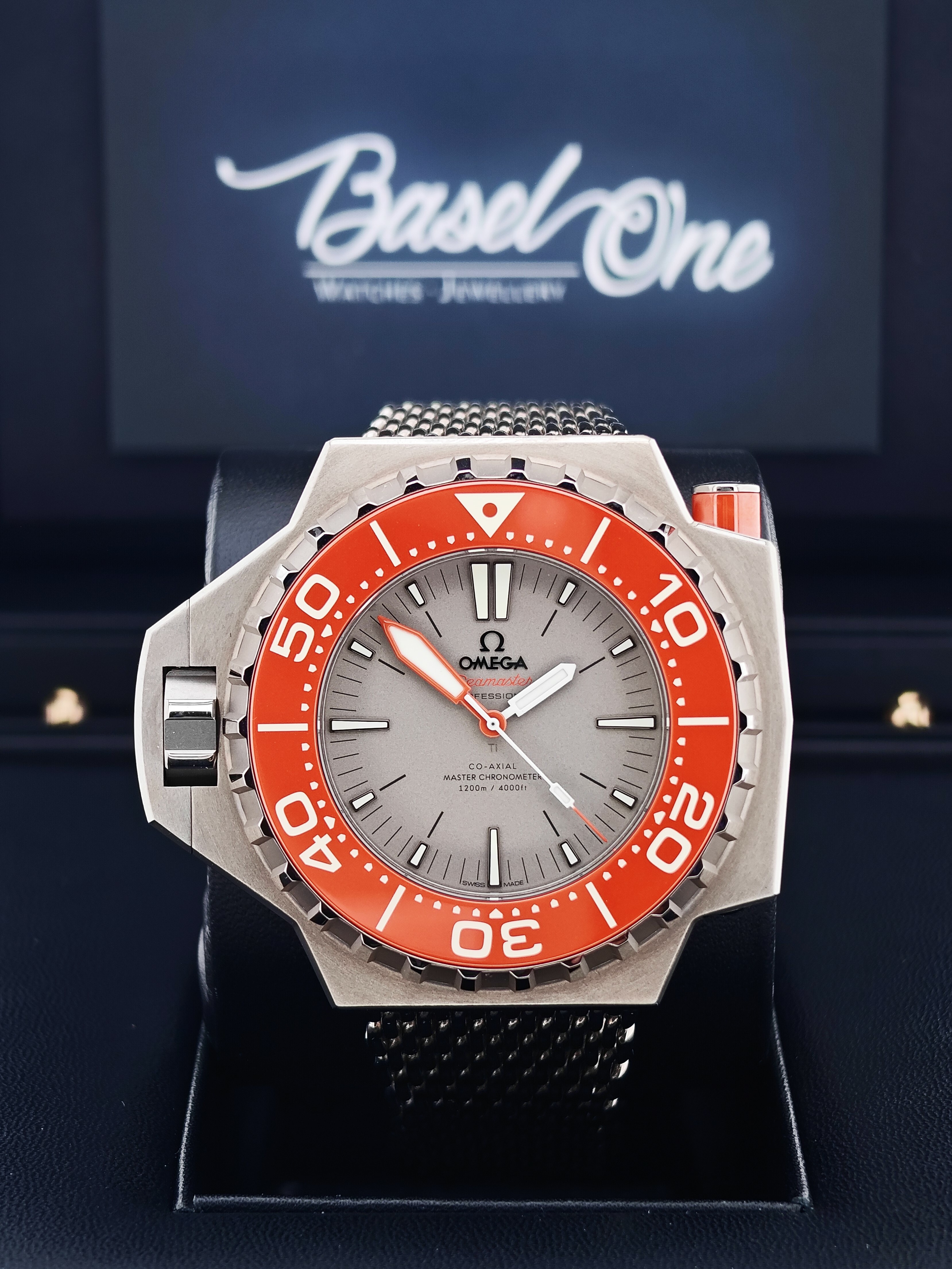 DISCONTINUED BRAND NEW OMEGA 227.90.55.21.99.002 22790552199002 SEAMASTER GREY DIAL TITANIUM PLOPROF CHRONOMETER 55 MM