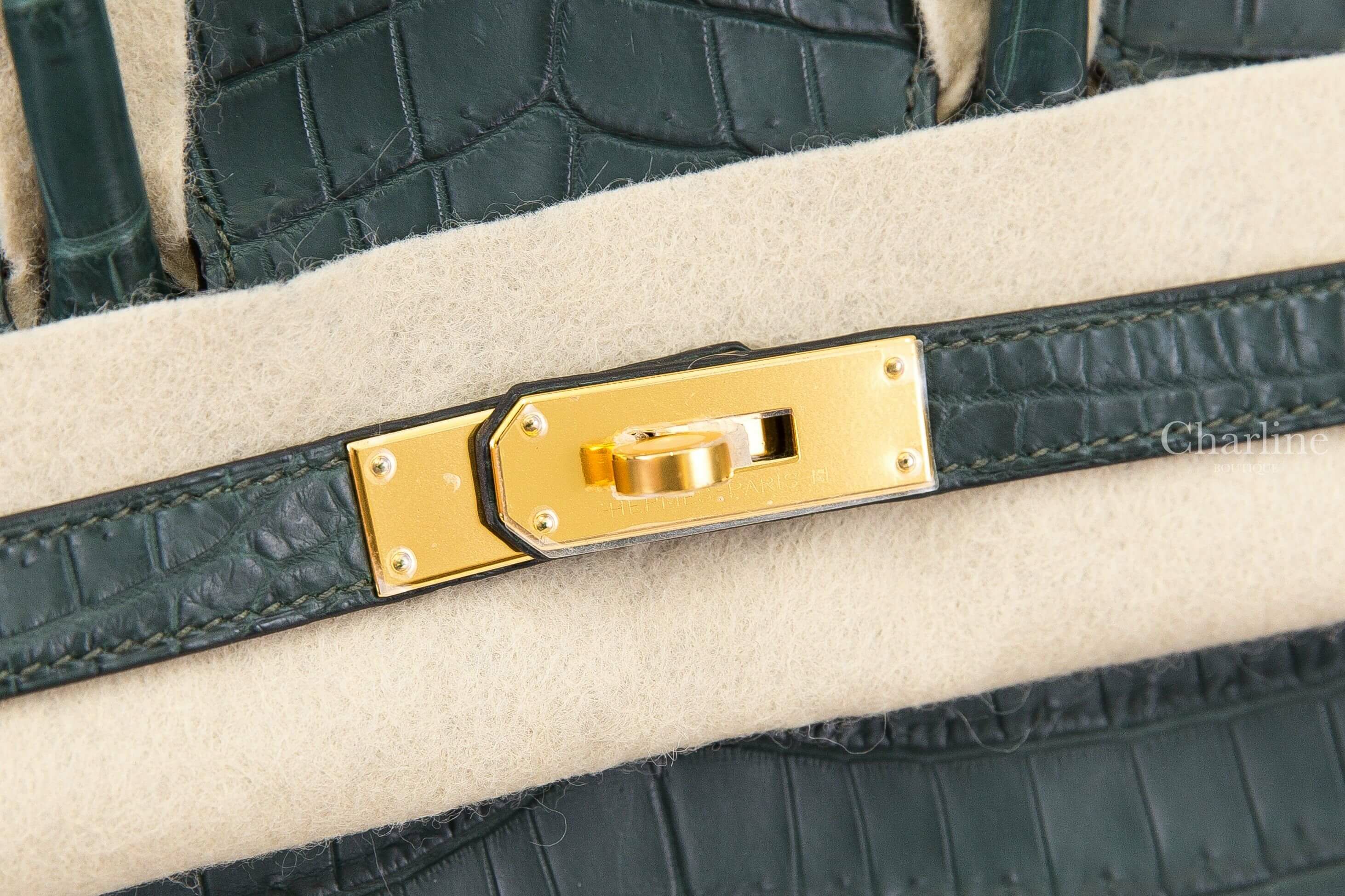Hermès Birkin 30cm 67 Vert Fonce Crocodile Niloticus Mat 祖母綠霧面兩點鱷魚金釦鉑金包