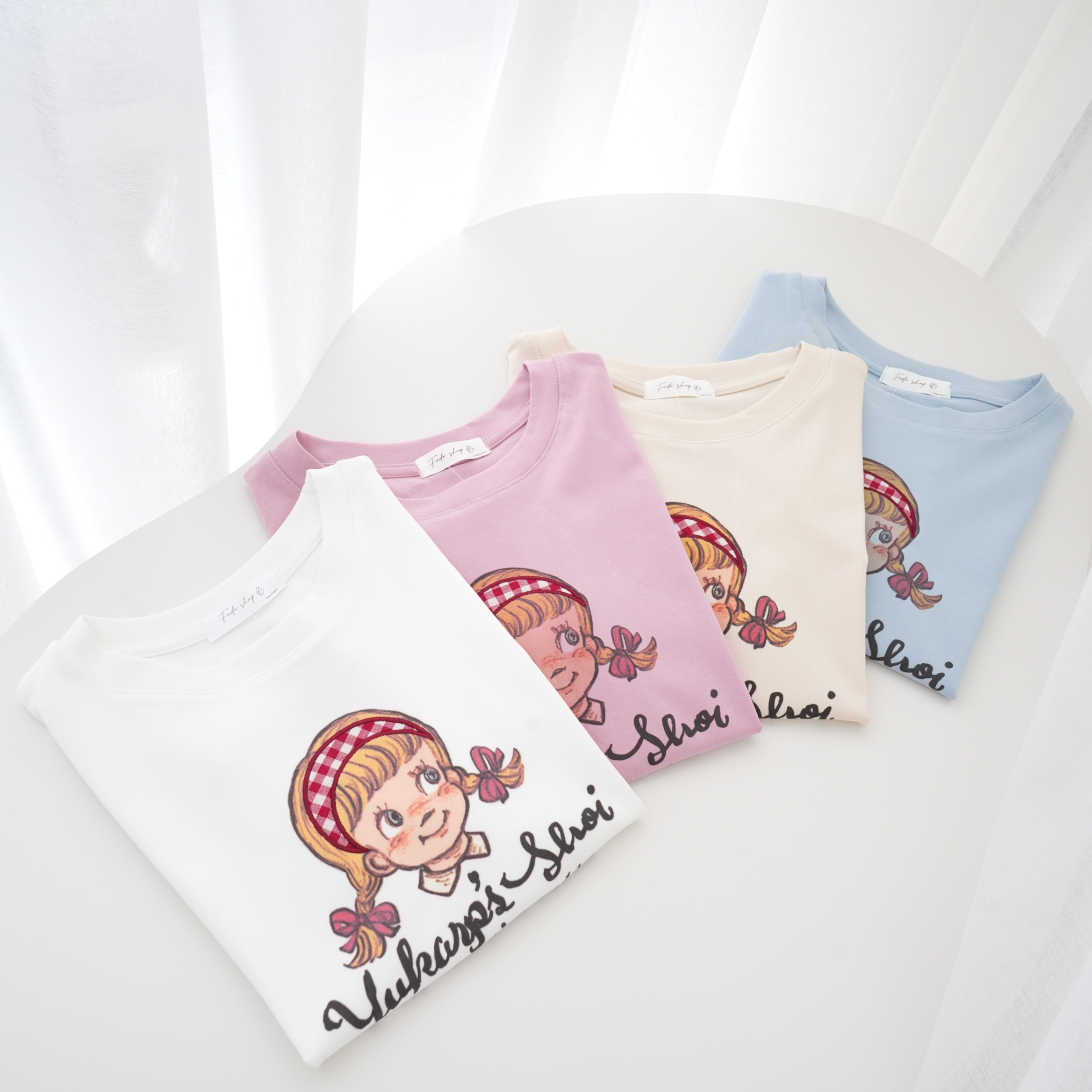 法朵Fado shop｜袖造型俏麗女孩印花短版T 021B069