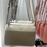[S] KATE SPADE WKR00423 LEILA TRIPLE GUSSET CROSSBODY COLORBLOCK PEBB,LIGHTSAND, 196021118456 (SKS1172)