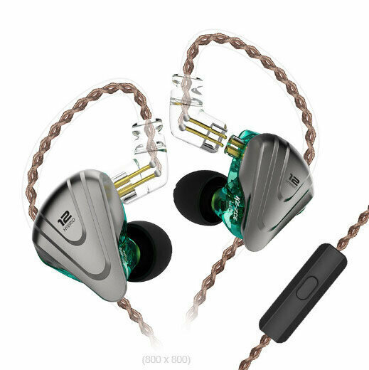 Ear wrap-around coil iron wired headphones (foggy light blue - with microphone)