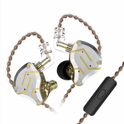 Wrap-around ring iron wired headphones (dazzling gold - with microphone)