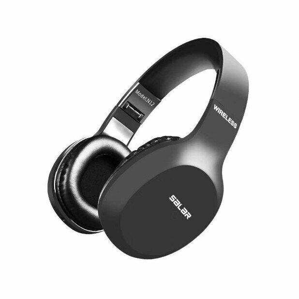 Bluetooth Headset N12 Over-the-Ear Microphone Folding Headset (Matte Black)