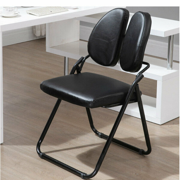 Folding Chair Office Computer Chair (Black PU)