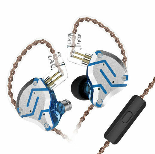 Wrap-around coil iron wired headphones (streamer blue-with microphone)