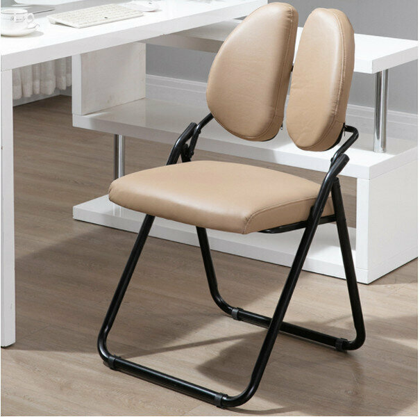 Folding chair office computer chair (khaki PU)