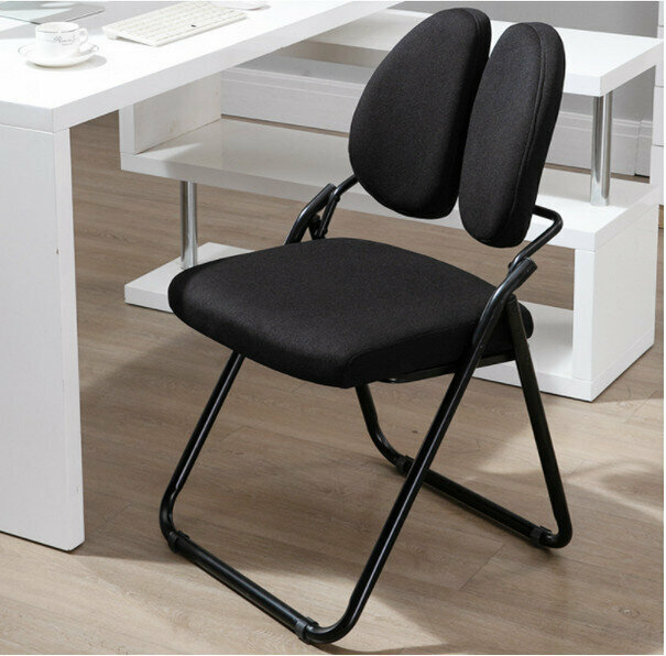 Folding chair office computer chair (black fabric)
