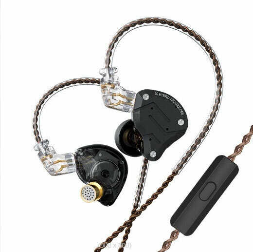 Wrap-around coil iron wired headphones (gravel black - with microphone)