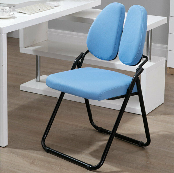 Folding chair office computer chair (blue fabric)