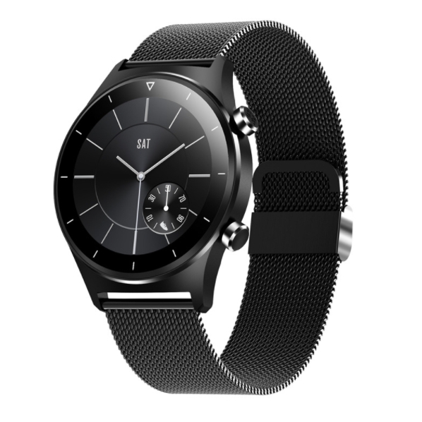 E13 Smart Band 1.28 Inch Heart Rate IP68 Waterproof Silicone Strap Bluetooth Watch (Black Steel)