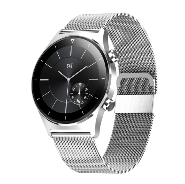 E13 Smart Band 1.28 Inch Heart Rate IP68 Waterproof Silicone Strap Bluetooth Watch (Silver Steel)