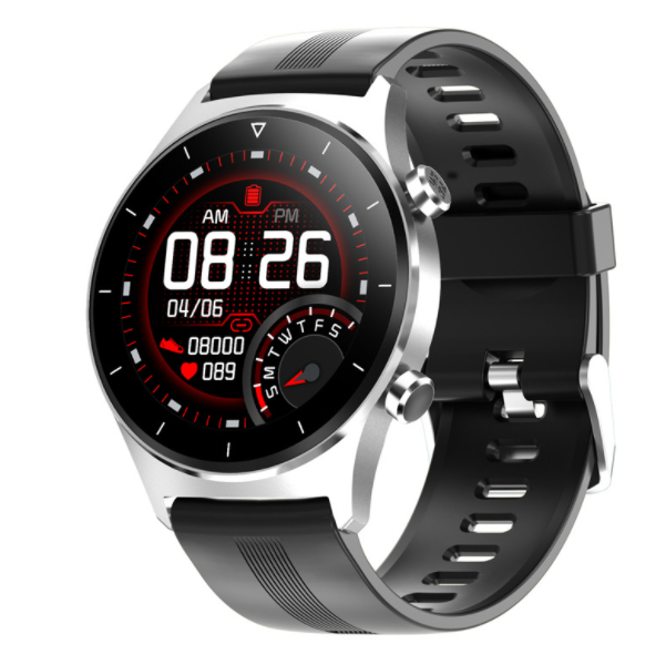 E13 Smart Band 1.28 Inch Heart Rate IP68 Waterproof Silicone Strap Bluetooth Watch (TPU-Silver Vinyl)